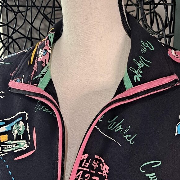 Koret Size Medium 80s Vintage Black Vacation/Travel Zip Jacket Pockets EUC - Picture 5 of 8